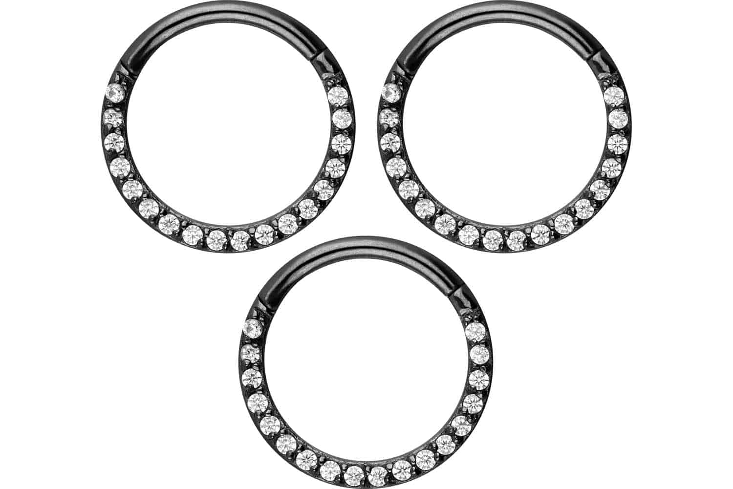 SET Chirurgenstahl Segmentring Clicker Piercing EINGEFASSTE KRISTALLE